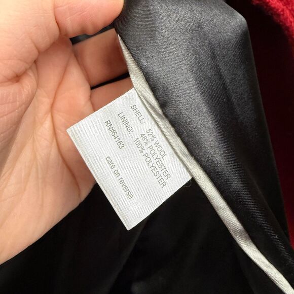 Calvin Klein Red Wool Belted Wrap Coat Women’s 14 Fully Lined Designer Jacket - Picture 10 of 10